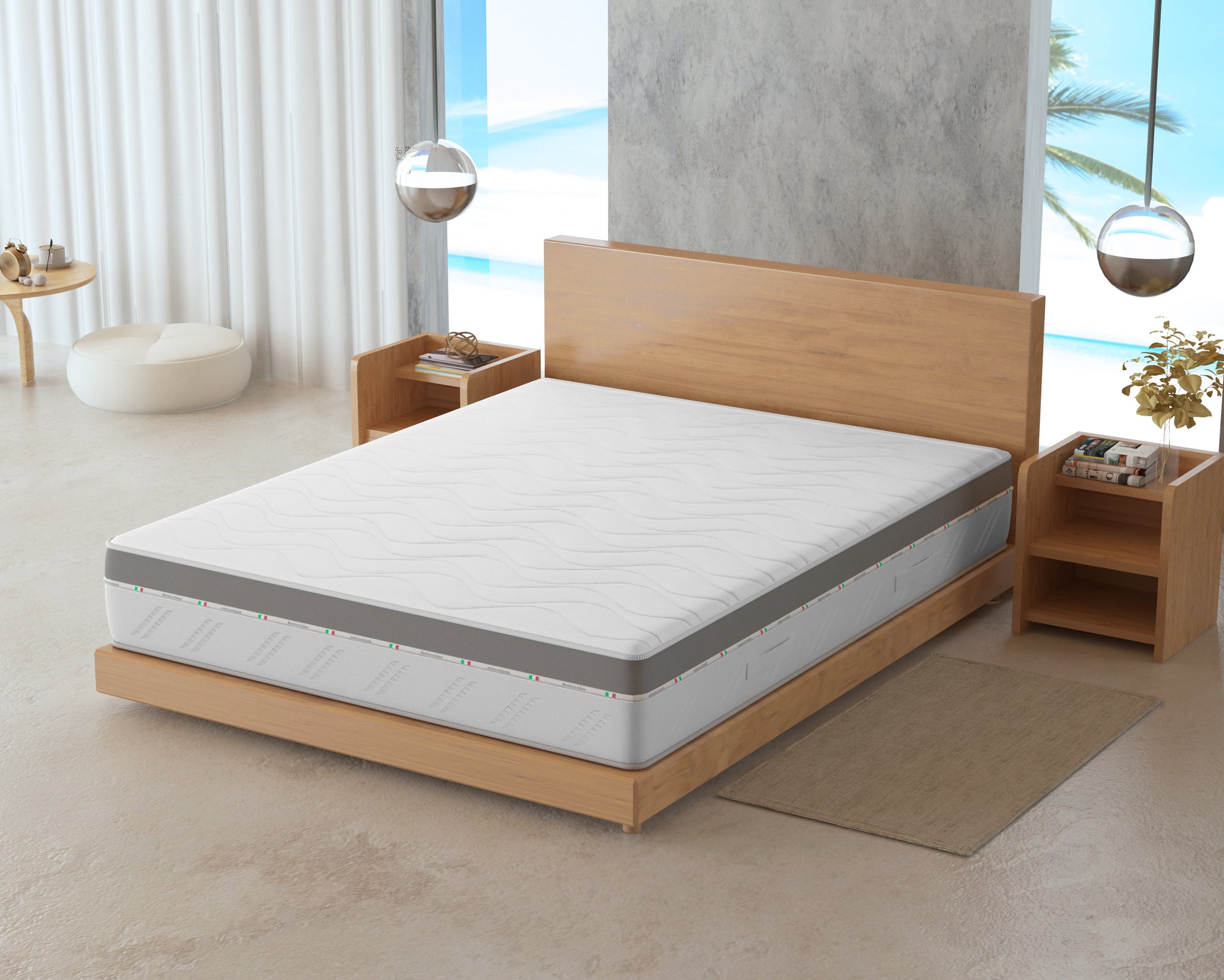 Materasso VENERE - Memory Foam Fresh Air, Waterfoam Ergonomico, Traspirante, Made in Italy, Zone di Portanza Differenziate, Alto 22 cm.