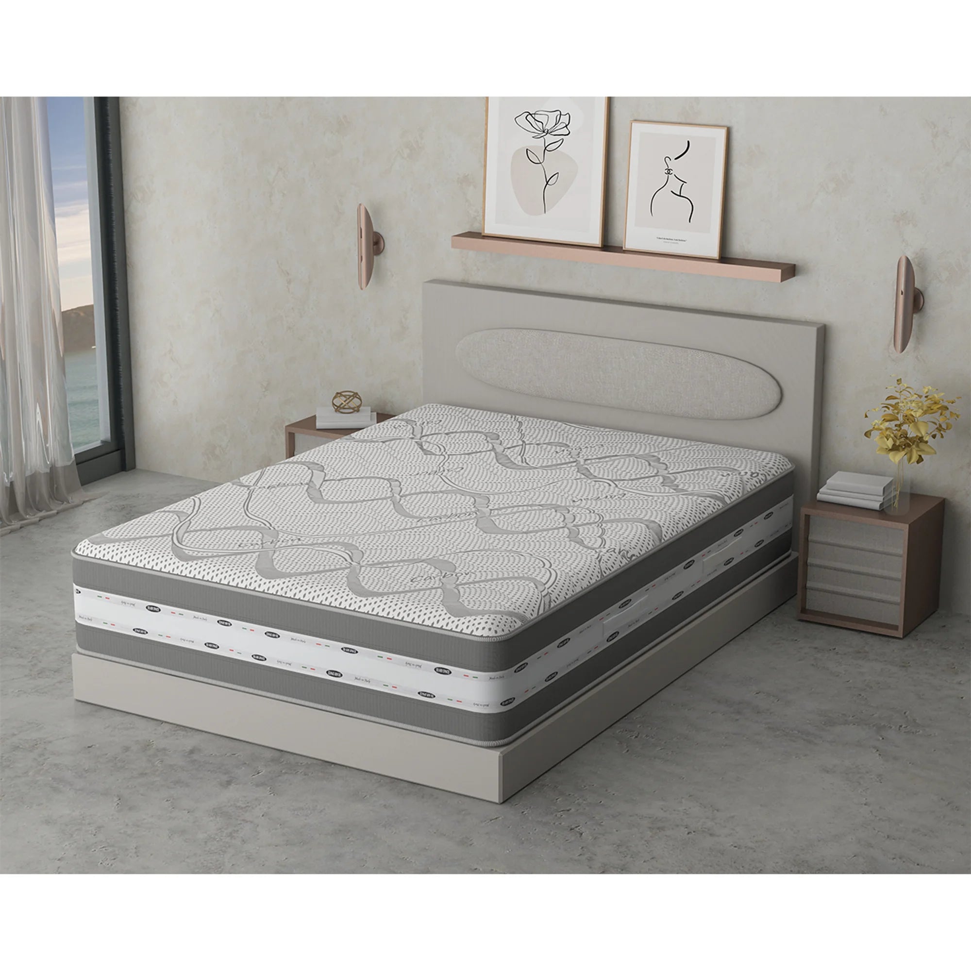 Materasso GIOVE - 2 strati Memory Foam Gel Wind, Sfoderabile, Zone Differenziate, Ergonomico, Alto 25 cm.