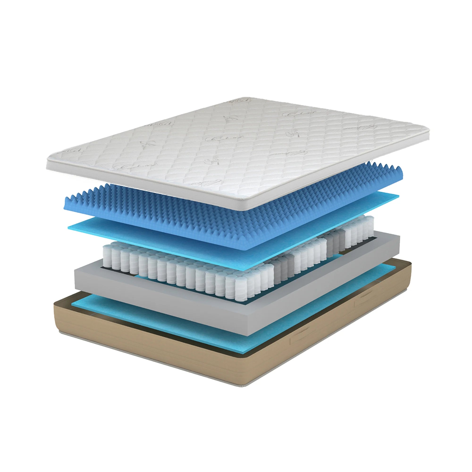 Materasso SATURNO - Molle Insacchettate e Memory Gel, Sfoderabile, Ergonomico, Zone Portanza Differenziata, Alto 24 cm.