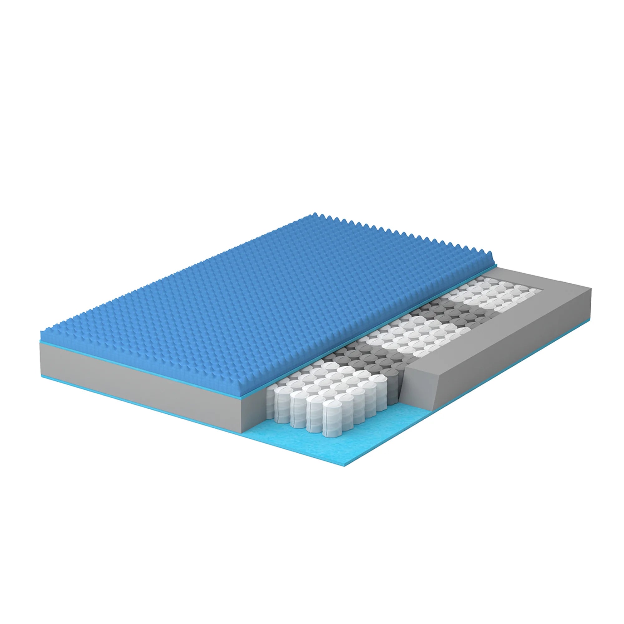 Materasso SATURNO - Molle Insacchettate e Memory Gel, Sfoderabile, Ergonomico, Zone Portanza Differenziata, Alto 24 cm.